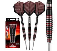 Mission Darts | Red Dawn Darts M3 | 90% Tungsten Steel Tip Darts Set | Curved