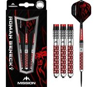 Mission Darts Roman Benecky | 90% Tungsten Steel Tip Darts | Black & Red Electro coating | 24g (D1624)