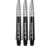 Mission Darts Sabre Shafts | Durable Black Polycarbonate Stems with Coloured Aluminium Top | 1 Set of 3 Shafts | Silver | Tweenie (S1522)
