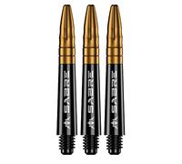 Mission Darts Sabre Shafts | Durable Black Polycarbonate Stems with Coloured Aluminium Top | 1 Set of 3 Shafts | Gold | Short (S1517)