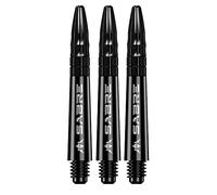 Mission Darts Sabre Shafts | Durable Black Polycarbonate Stems with Coloured Aluminium Top | 3 Sets of 3 Shafts | Black | Short (S1511)