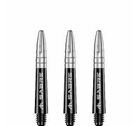 Mission Darts Sabre Shafts | Durable Black Polycarbonate Stems with Coloured Aluminium Top | 3 Sets of 3 Shafts | Silver | Short (S1523)