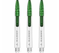 Mission Darts Sabre Shafts | Durable Clear Polycarbonate Stems with Coloured Aluminium Top | 1 Set of 3 Shafts | Green | Tweenie (S1534)