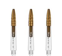 Mission Darts Sabre Shafts | Durable Clear Polycarbonate Stems with Coloured Aluminium Top | 3 Sets of 3 Shafts | Gold | Tweenie (S1537)
