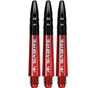 Mission Darts Sabre Shafts | Durable Polycarbonate Stems with Black Aluminium Top | 1 Set of 3 Shafts | Red | Short (S1547)