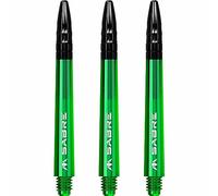Mission Darts Sabre Shafts | Durable Polycarbonate Stems with Black Aluminium Top | 3 Sets of 3 Shafts | Green | Medium (S1548)