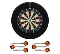 Mission Darts | Samurai 4 Dartboard Set | White Or Graphite Dartboard, Surround, Torus 120 LED Light & 2 Sets Of Brass Darts (Graphite)