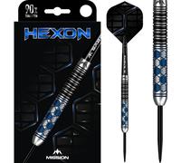 Mission Darts Hexon Darts 90% Tungsten Barrel Steel Tip Premium Dart Set, Blue PVD, Shafts and Flights, 23g (D1638)