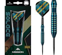 Mission Darts Solace |Professional Steel Tip Darts Set Including Brass Barrels, Points and Flights, M1, Dark Green