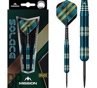 Mission Darts Solace | Professional Steel Tip Darts Set Including Brass Barrels, Points and Flights, M2, Dark Green
