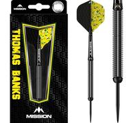 Mission Darts | Thomas Banks Darts | Steel Tip Darts Set | 90% Tungsten Barrel | Black PVD | Includes Dart Flights and Stems | Available in Multiple Weights. (26, Grams)