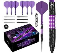 Mission Darts | Vector | Steel Tip Darts | 95% Tungsten | Black PVD & Purple Electro | 22g & 24g Available (22, Grams)