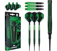 Mission | Venom Darts | Black & Green | Electro Plate | Soft Tip Darts Set | 90% Tungsten | 20g.