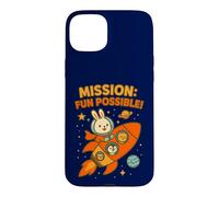 Mission Fun Possible: Cute Astronaut Bunny & Space Crew Case for iPhone 15 Plus