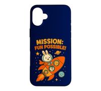 Mission Fun Possible: Cute Astronaut Bunny & Space Crew Case for iPhone 16 Plus