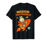 Mission Fun Possible: Cute Astronaut Bunny & Space Crew T-Shirt