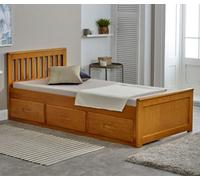 Mission Honey Pine Wooden Storage Bed Frame - 3Ft Single