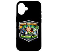 Mission Keep Tiny Human Alive Funny New Parent Mom Dad Baby Case for iPhone 16