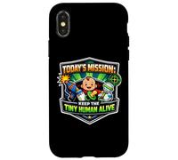 Mission Keep Tiny Human Alive Funny New Parent Mom Dad Baby Case for iPhone X/XS