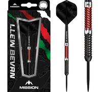 Mission Darts | Llew Bevan Darts | Steel Tip | 90% Tungsten | Black & Red Electro | Multiple Weights (23.0, Grams)