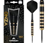 Mission Darts Onza | Professional Steel Tip Darts Set Including Brass Barrels, Points and Flights, Black/Gold | Multiple Weights and Styles Available