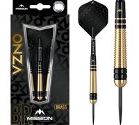 Mission Darts Onza | Professional Steel Tip Darts Set Including Brass Barrels, Points and Flights, Black/Gold | Multiple Weights and Styles Available