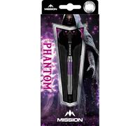 Mission | Phantom Darts | Silver & Purple | Brass Barrel | Steel Tip Darts Set | 22g.