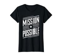 Mission Possible Motivational Inspirational School Value Graphic T-Shirt, Women, Black, M