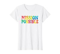 Mission Possible Motivational Inspirational School Value Graphic T-Shirt, Women, White, L