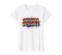 Mission Possible Motivational Inspirational School Value Graphic T-Shirt, Women, White, S