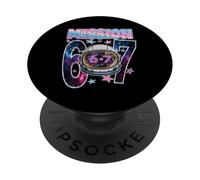 MISSION SIX SEVEN space lover brain rot in rocket astronaut PopSockets Adhesive PopGrip