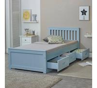 Mission Solid Wooden 3ft Single Bed with Underbed Drawer - 6 Colours in Blue Mission Blue Single
