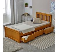 Mission Solid Wooden 3ft Single Bed with Underbed Drawer - 6 Colours in Brown Mission Brown Single