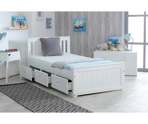 Mission Solid Wooden 3ft Single Bed with Underbed Drawer - 6 Colours in White Mission White Single