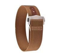 Mission Strap For Ribbed Nylon Hybrid With Folding Buckle(Brown,18MM_GOLD BUCKLE)