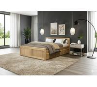 Mission TM 5ft King Size Mission Wooden Storage Bed Frame - White or Waxed - Waxed