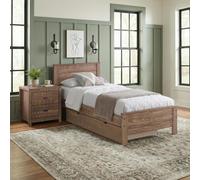 Mission TM Denver Walnut Pine Single Bed, Storage Drawer and Nightstand Set