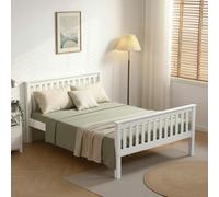 Mission TM Devon White Wooden Bed FrameDevon Solid Pine Bed Frame, Shaker Slatted Headboard and Footboard, 4 Sizes, Single to King - 5FT