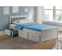 Mission TM Mission 3ft Single Pine Storage Bed with 3 Drawers Waxed White Grey - Grey - 3FT