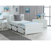 Mission TM Mission 3ft Single Pine Storage Bed with 3 Drawers Waxed White Grey - White - 3FT