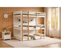 Mission TM Triple Bunk Bed, 3 Tier Solid Pine Frame with Guardrails and 2 Ladders, Sleeps Three
