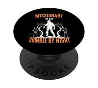 Missionary by Day Zombie by Night Funny Halloween Creepy PopSockets Adhesive PopGrip