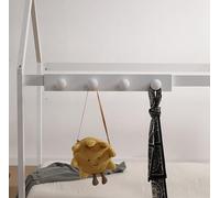 MissionTM Cabin Bed Coat Hooks, 4 Pegs, White, Grey, Bedroom Storage and Organisation (White)