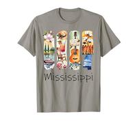 Mississippi Brushstroke Magnolia Steamboat Iced Tea Guitar R T-Shirt