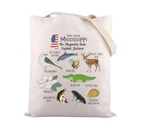 Mississippi Lover Tote Bag Mississippi Nature Inspired Gift Magnolia Inside State Magnolia Inside State (20th State)