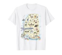 Mississippi, MS, Map USA, Icons Value Graphic T-Shirt, Men, White, S