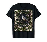 Mississippi Northern Mockingbird and Magnolia Flowers 2 Value Graphic T-Shirt