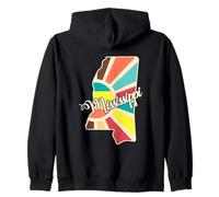 Mississippi Pride Colorful State Outline Art Design Zip Hoodie