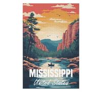 Mississippi River Landscape Detailed Wooden Jigsaw Puzzle for Adults, 1000 PCS