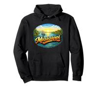 Mississippi River Steamboat Sunset Landscape Pullover Hoodie